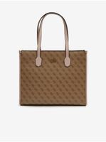 Brown Ladies Patterned Handbag Guess Silvana Tote - Ladies