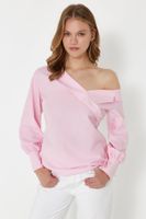 Trendyol Pink Boat Neck Woven Blouse