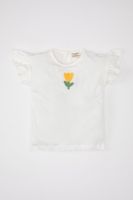 DEFACTO Baby Girl Crew Neck Floral Short Sleeve T-Shirt