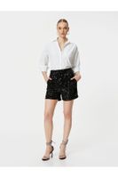 Koton Sequin Sequined Shorts High Waist Pocket