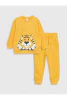 LC Waikiki Crew Neck Long Sleeve Printed Baby Boy Sweatshirt and Tracksuit Bottom 2-Set