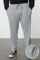 Trendyol Large Size Gray Regular Fit Elastic Waist and Tie Fabric Trousers