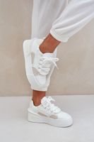 PS1 Sneakersy Damskie Z Grubymi Sznurówkami Na Platformie Białe Laloma