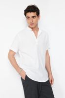 Trendyol Ecru Regular Fit Half Placket Knitted Comfortable Shirt