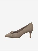 Beige leather heeled pumps Tamaris - Women's