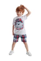 Denokids Monkey Boys Plaid T-shirt Shorts Set