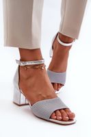 Women's high-heeled sandals silver Desvia