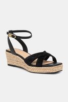 Kožené sandále Tommy Hilfiger LEATHER & SUEDE MID WEDGE ESPAD