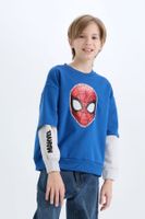 DEFACTO Boy Marvel Spiderman Oversize Wide Pattern Crew Neck Sweatshirt