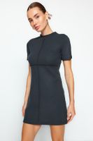 Trendyol Anthracite A-Line/A bell-shaped Formal Thessaloniki/Knitwear-Look Mini Knit Dress