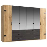 MID.YOU ŠATNÍ SKŘÍŇ SE ZRCADLEM, barvy grafitu, barvy dubu, 300/216/58 cm