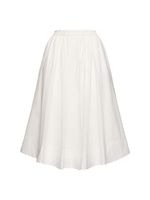 Elastic Waist Poplin Midi Skirt