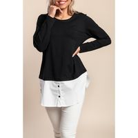 Langarm-Tunika In Übergröße, Schwarz/Weiß