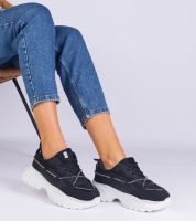 Gemre Czarne sneakersy damskie zdobione cyrkoniowym sznurkiem Masala