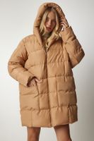 Happiness İstanbul Women's Biscuit Hooded Oversize Puffer Coat