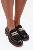 Kožené lakované dámské mokasíny s detailem