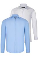 DUAL SET G726 DEWBERRY MENS SHIRT-WHITE-BLUE