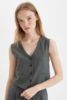 DEFACTO Regular Fit Blazer Vest Crop Basic Plain Buttoned