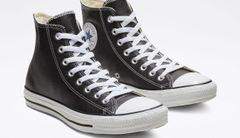 Converse Chuck Taylor Hi Leather Black - Detské - Tenisky Converse - Čierne - 132170C - Veľkosť: 36.5