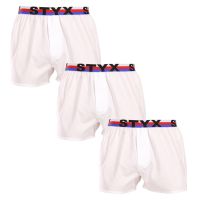 3PACK pánské trenky Styx sportovní guma bílé trikolóra (3B2061) S