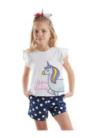 Denokids Polka Dot Unicorn Girl's Summer T-shirt Poplin Shorts Set