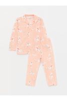 LC Waikiki Shirt Collar Long Sleeve Printed Baby Girl Pajama Set