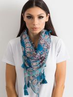 Blue scarf with ethnic print