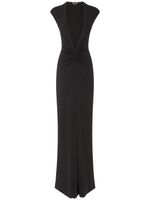 Stretch Sable Jersey Draped Long Dress