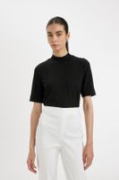 DEFACTO Half Turtleneck Smart Ribbed Camisole Basic Plain Short Sleeve T-Shirt