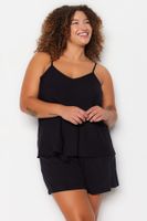 Trendyol Curve Viscose Woven Pajamas with Black Straps