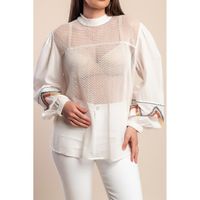 Pamučna Mrežasta Bluza, Bijela