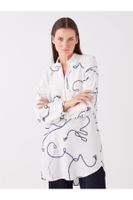 LC Waikiki Women's Shirt Collar Printed Long Sleeve Tunic