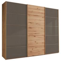 Linea Natura SKŘÍŇ S POSUVNÝMI DVEŘMI, dub, tmavě hnědá, dub bianco, 300/217/67 cm