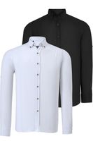 DOUBLE SET G721 DEWBERRY MEN'S SHIRT-BLACK-WHITE