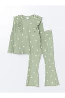 LC Waikiki Lw - Crew Neck Long Sleeve Polka Dot Printed Baby Girl Blouse and Leggings 2-Piece Set