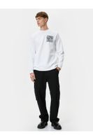 Koton Crew Neck Sweatshirt Abstract Printed Long Sleeve Ribbed