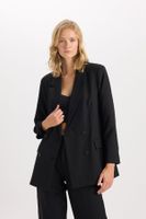 DEFACTO Oversize Wide Fit Blazer Jacket Double Breasted Buttoned Basic Plain Blazer Jacket