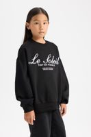 DEFACTO Girls Oversize Fit Wide Fit Crew Neck Printed Sweatshirt