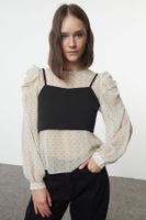 Trendyol Black Double Layer Chiffon-Finike Mix Woven Blouse