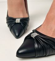 marka niezdefiniowana Czarne klasyczne czółenka na szpilce z cyrkoniami Bronney