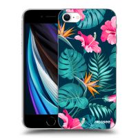 Silikónový prehľadný obal pre Apple iPhone SE 2022 - Pink Monstera
