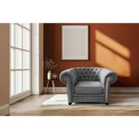 Livetastic KRESLO CHESTERFIELD, textil, kompozitné drevo, sivá