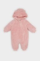 DEFACTO Baby Girl Newborn Plush Long Sleeve Zip Jumpsuit