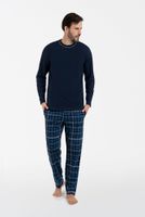 Men's pyjamas Ruben, long sleeves, long pants - navy blue/print