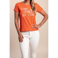 Baumwoll-T-Shirt Mit Aufdruck, Orange