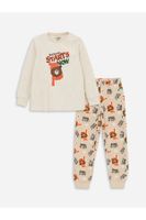 LC Waikiki Crew Neck Printed Long Sleeve Boy's Pajama Set