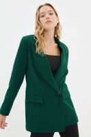 Trendyol Dark Green Lined Double Breasted Blazer Jacket