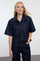 Trendyol Dark Blue Short Sleeve Denim Shirt