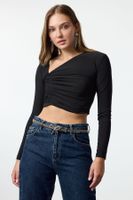 Trendyol Black Crop Knitted Blouse