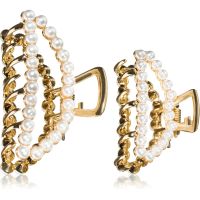 Notino Grace Collection Faux pearl hair claw clips sponka krokodilček za lase 2 kos
